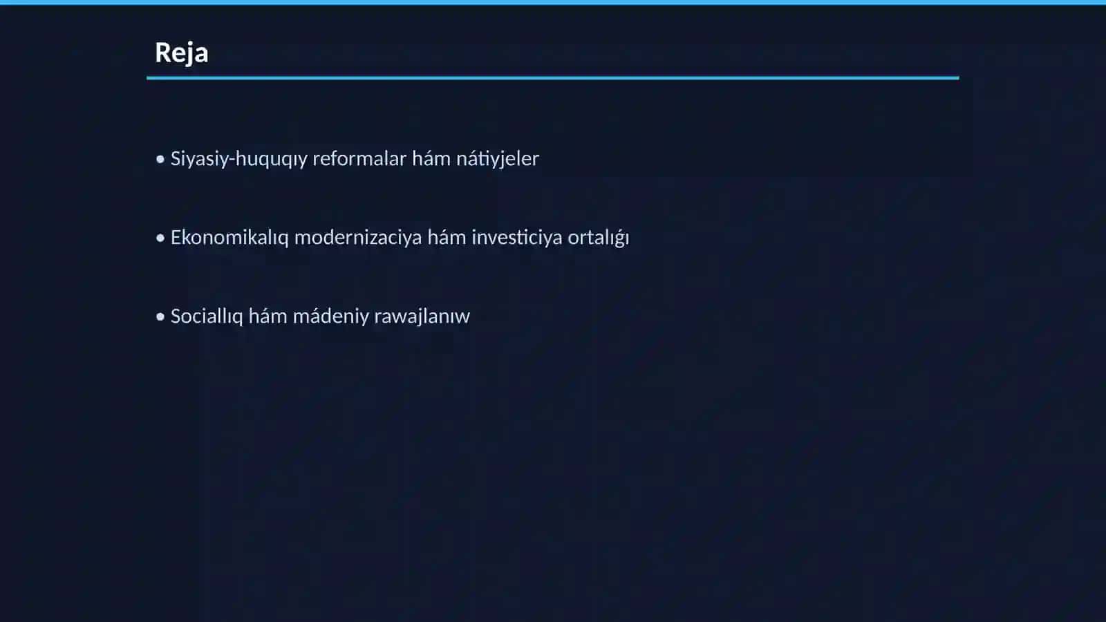Jańa Ózbekstannıń jámietlik-siyasiy, ekonomikalıq hám mádeniy turmısında júz berip atırǵan ózgerislerdiń xalıqaralıq reyting hám indekslerde sáwleleniwi 2