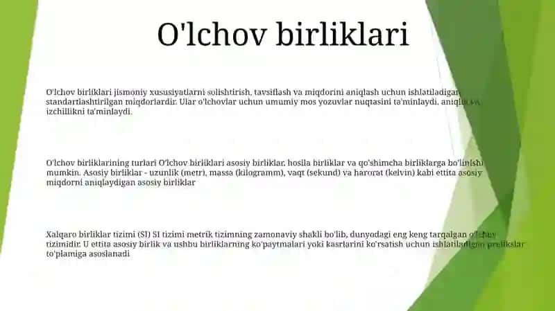 Ólchash Turlari Va Usullari 2