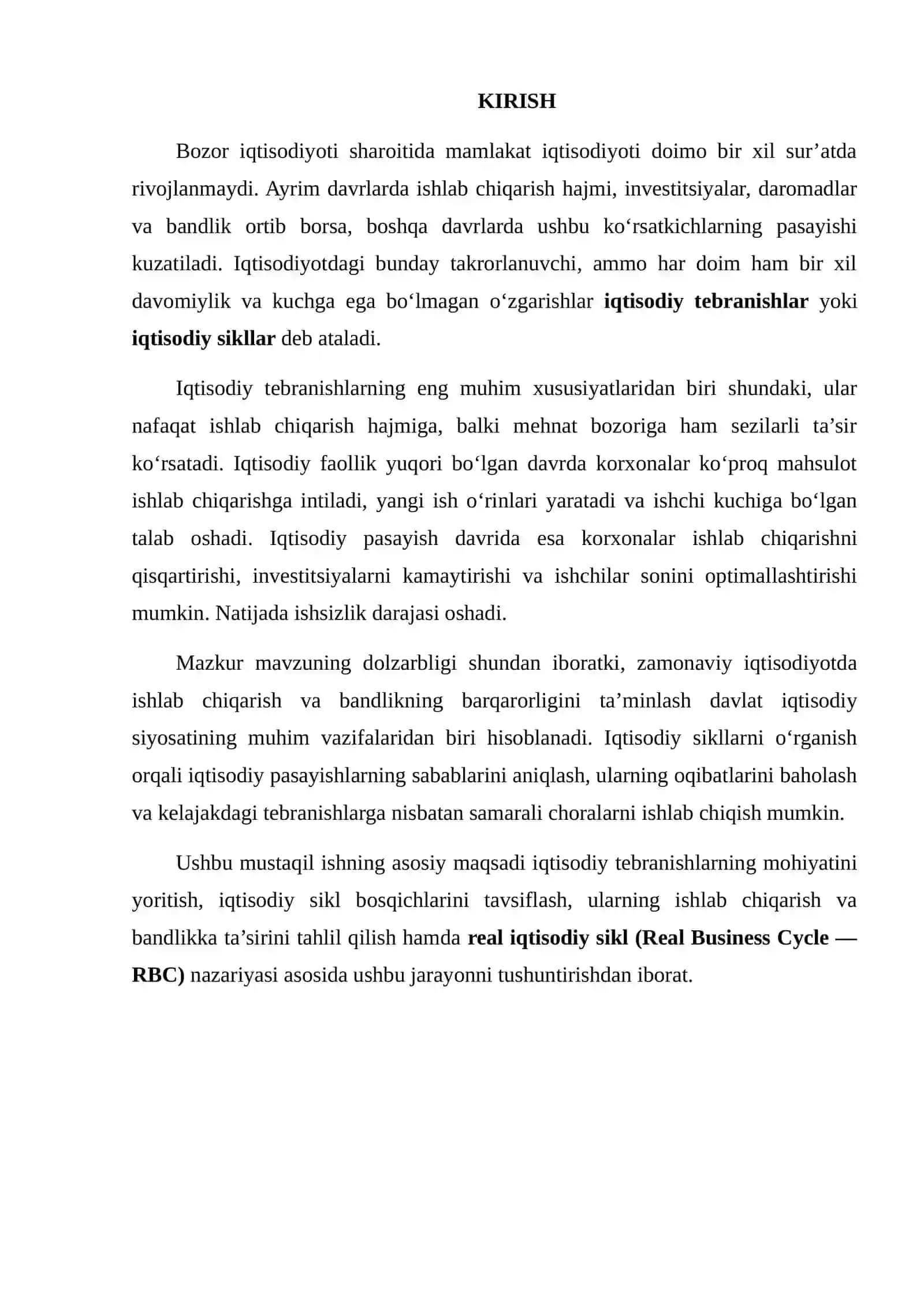 IQTISODIY TEBRANISHLAR ISHLAB CHIQARISH VA BANDLIKDA DAVRIY O‘ZGARISHLARGA OLIB KELADI 2