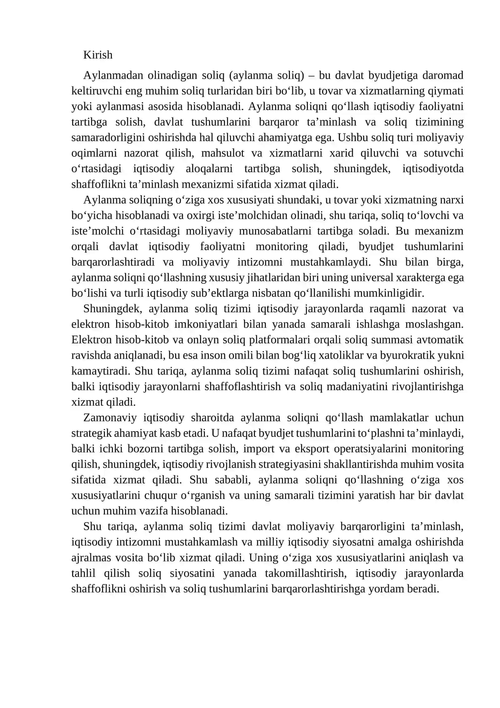 Aylanmadan olinadigan soliqni qo’llashning o’ziga xos xususiyatlari 2