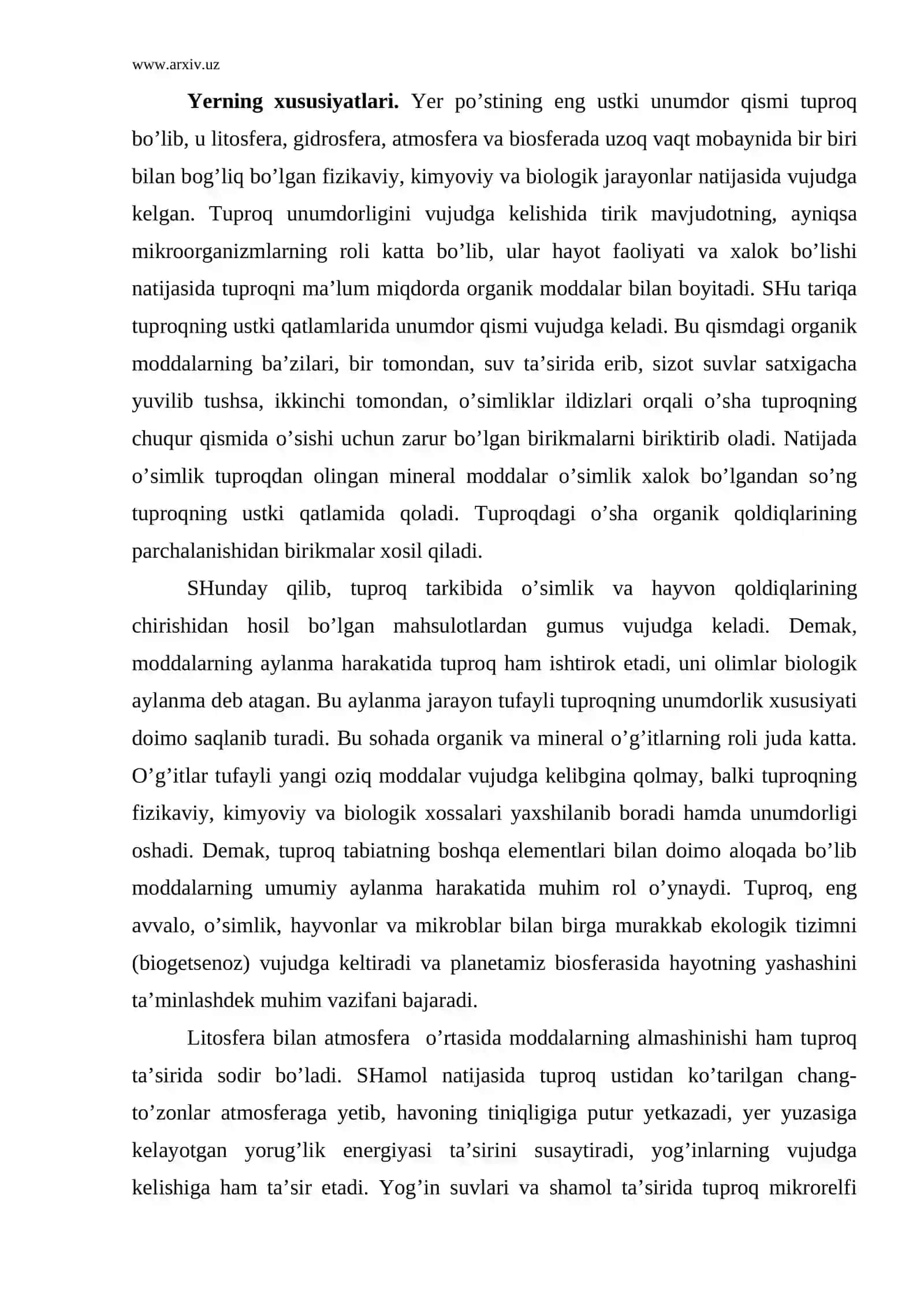 O’zbеkistоn yеr rеsurslаri vа ulаrdаn fоydаlаnishni tаkоmillаshtirish muаmmоlаri 2
