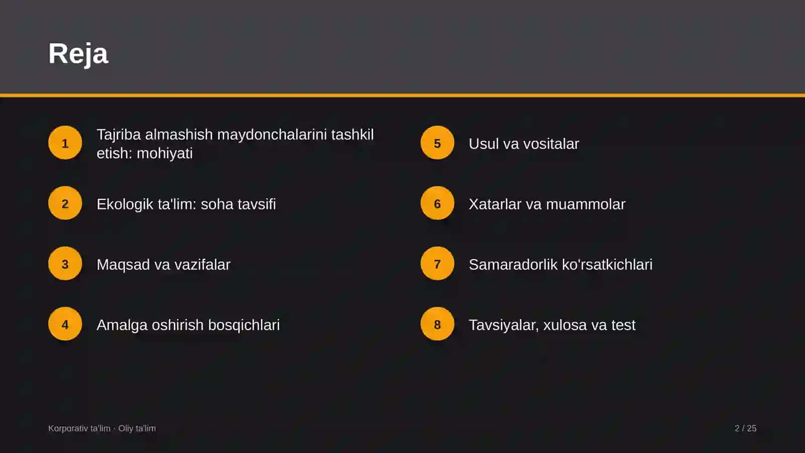 Ekologik ta'limda tajriba almashish maydonchalarini tashkil etish 2