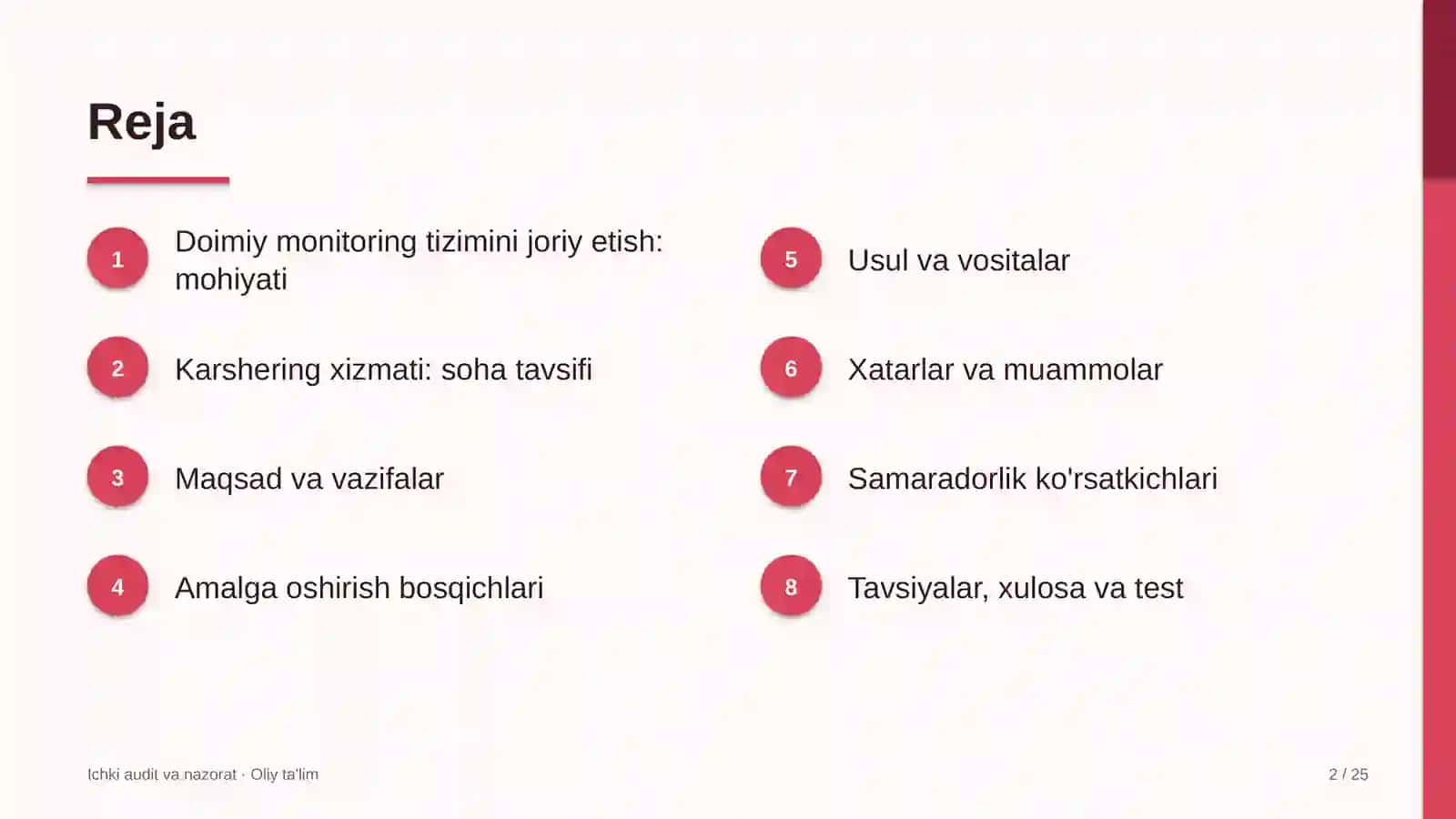 Karshering xizmatida doimiy monitoring tizimini joriy etish 2
