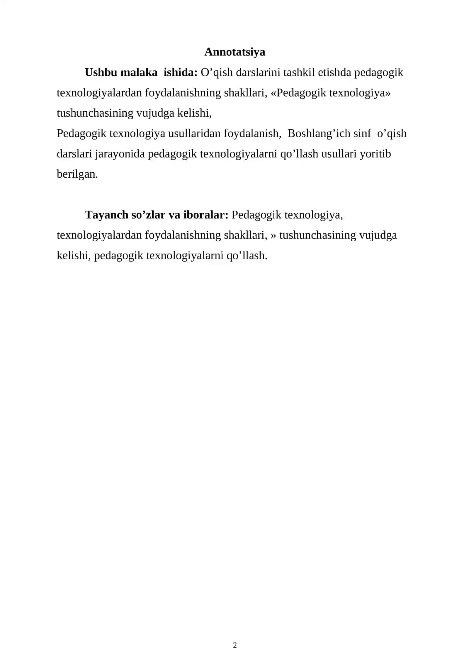 Boshlang’ich sinf o’qish darsini yangi pedagogik texnologiyalar orqali tashkil etishda o’quvchilarga grammatik tushunchalarni o’rgatish usullari 2