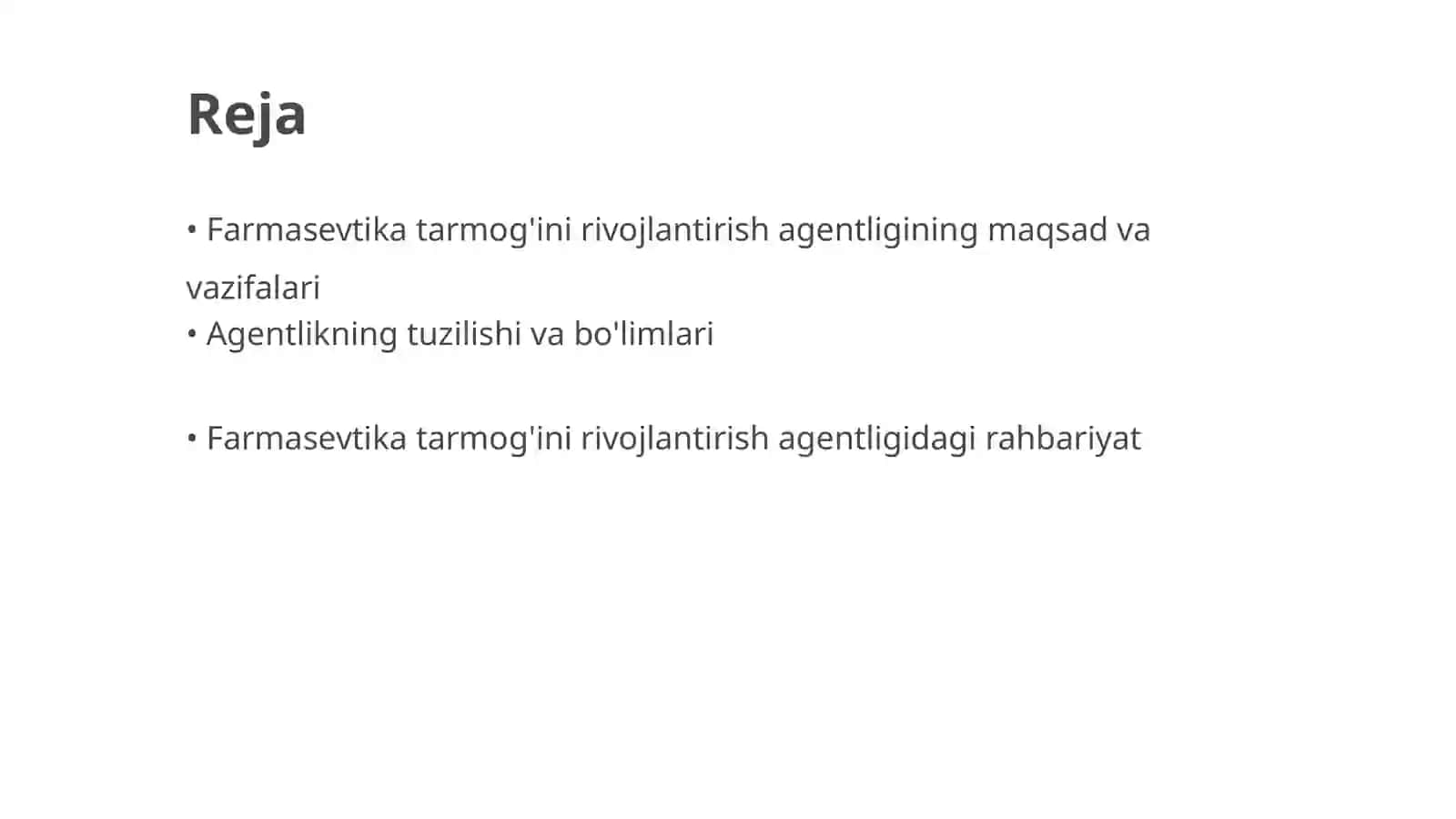 Farmasevtika tarmog'ini rivojlantirish agentligining tarkibiy tuzimasini tahlili 2