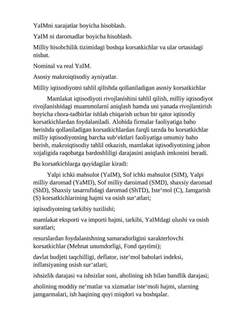 Milliy iqtisodiyotni tahlil qilishda qollaniladigan asosiy korsatkichlar 2