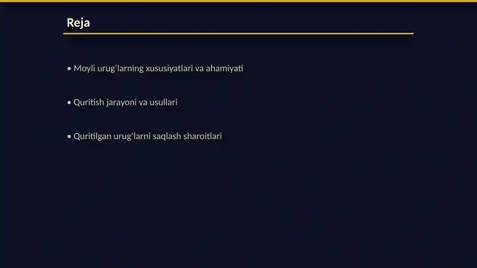 Moyli urugʻlarni quritish va saqlashning asosiy shart sharoitlari 2
