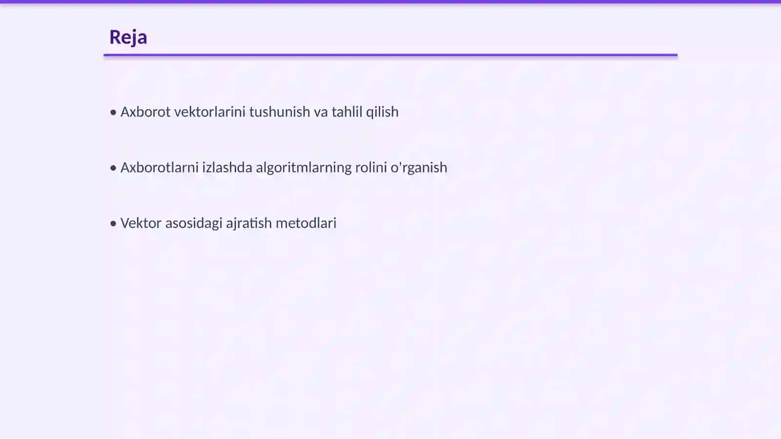 Axborotlarni izlash va ajratish vektorlarning usul va algoritmlari 2