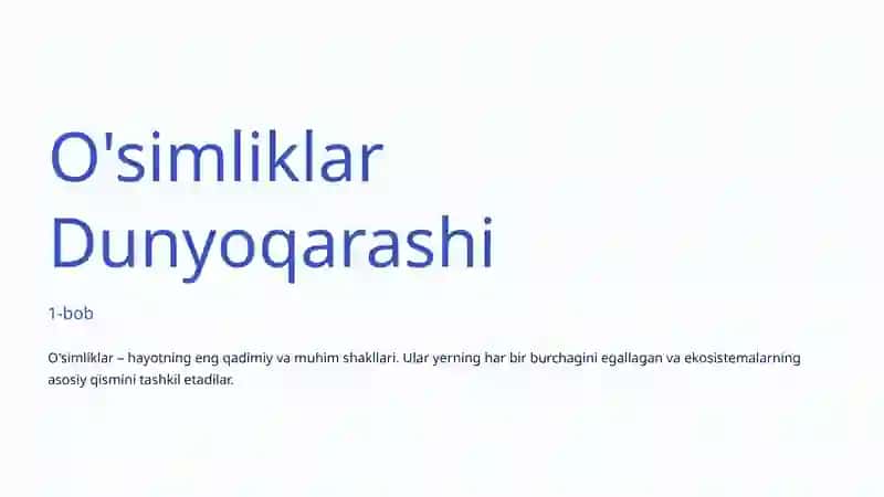 O'simliklar: Tabiatning Hayotiy Qatlamlari 2