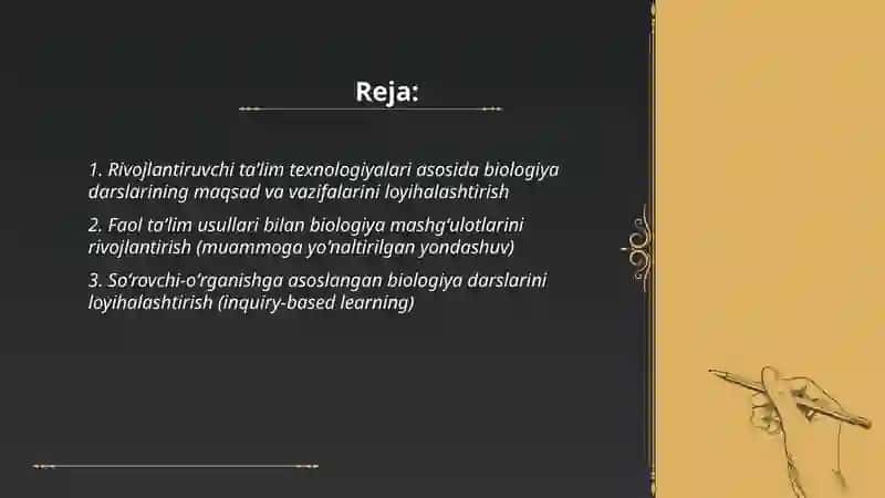 Biologiyadan mashgʻulotlarni rivojlantiruvchi taʼlim texnologiyasi asosida loyihalashtirish 2