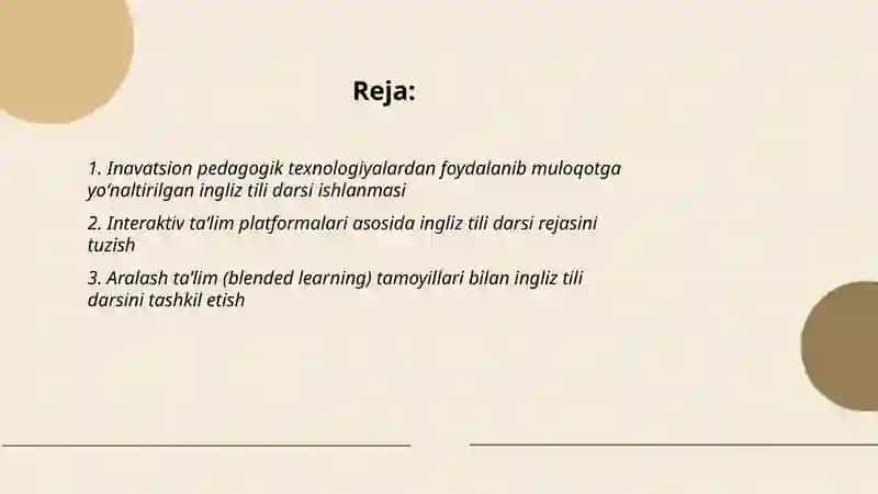 Inavatsion pedagogik texnologiyadan foydalanib ingliz tili darsining ishlanmasini tuzish 2