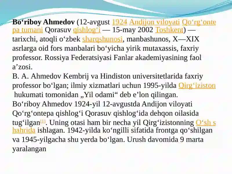 Bõriboy Ahmedovni Amir Temur kitobiga pptx 2