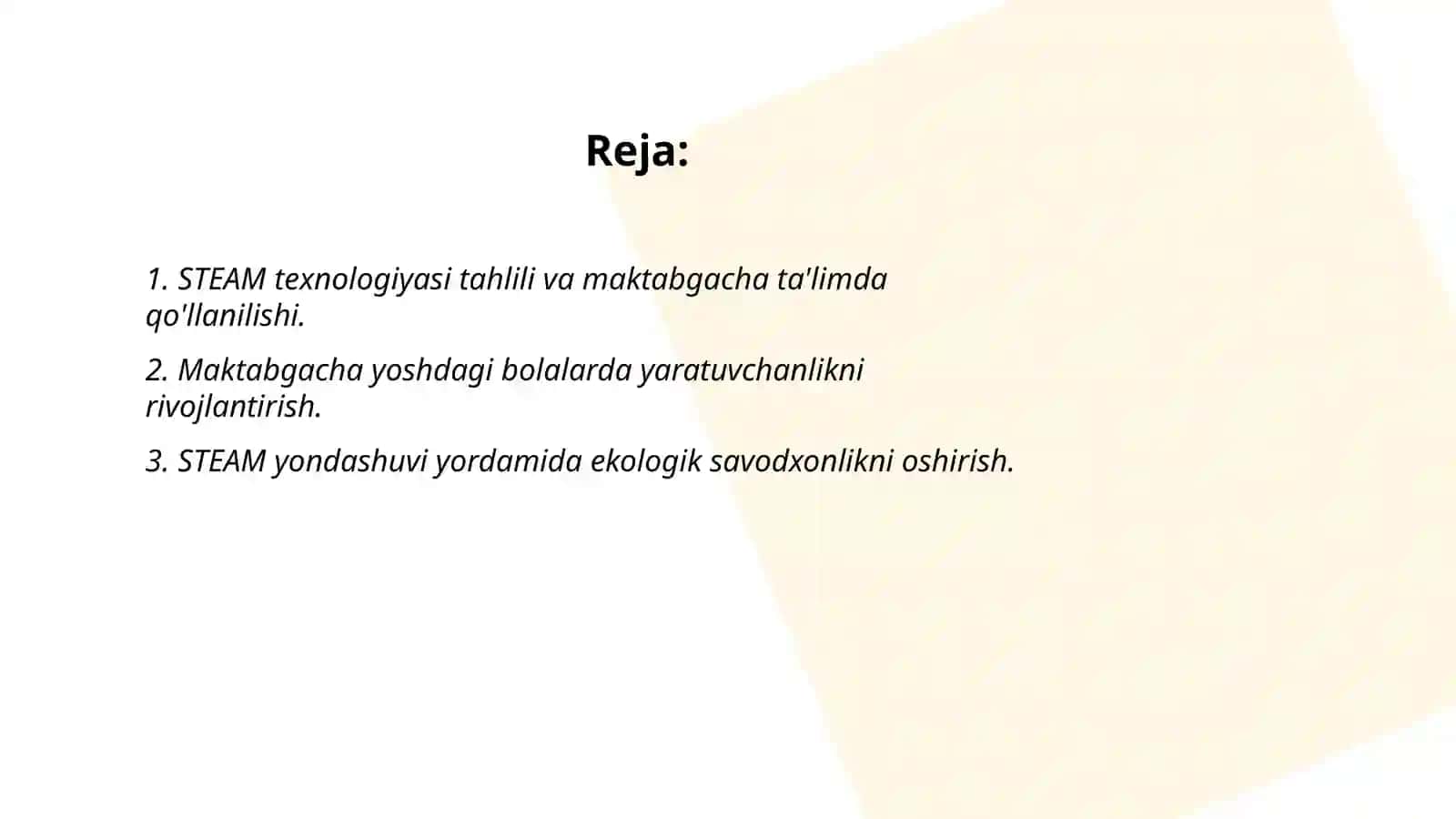 Maktabgacha ta'limda atrof muhitga muhabbat hissini uyg'otish uchun STEAM ta'lim texnologiyasini qo'llash 2
