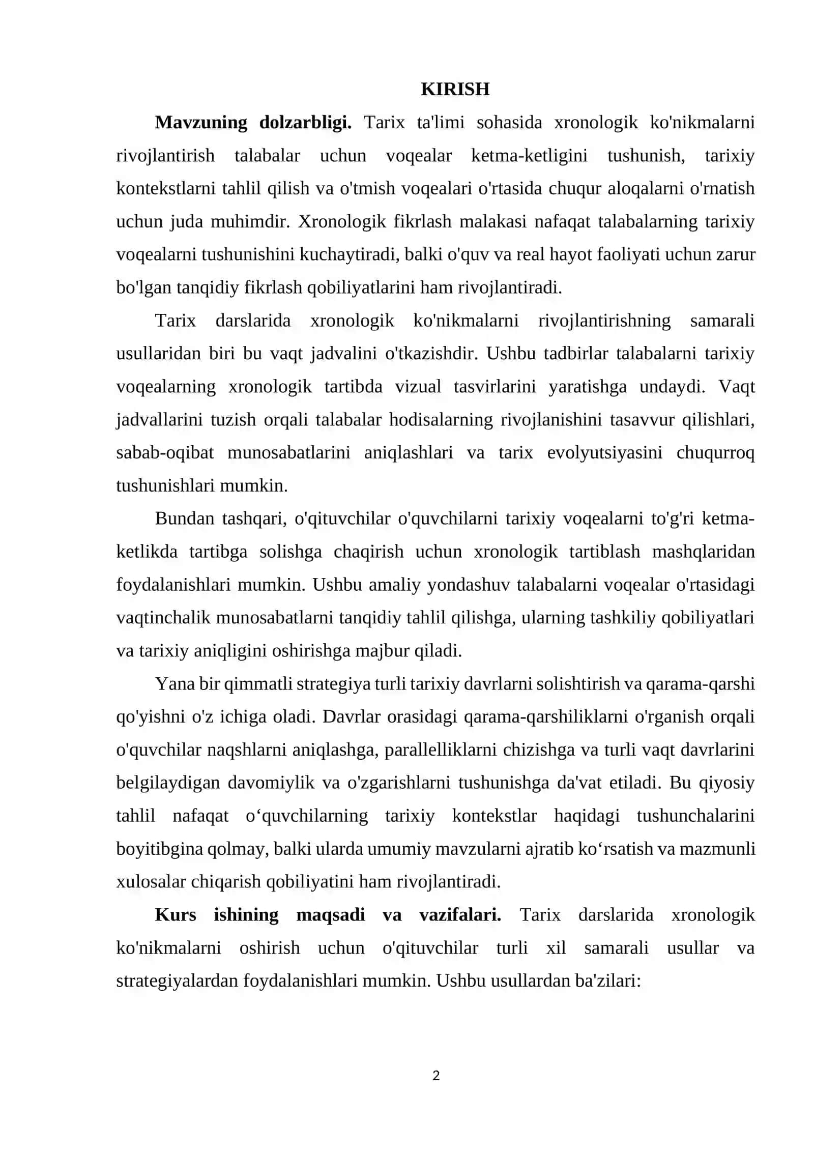 Tarix darslarida xronologik ko'nikmalarni shakllantirish usullari 2