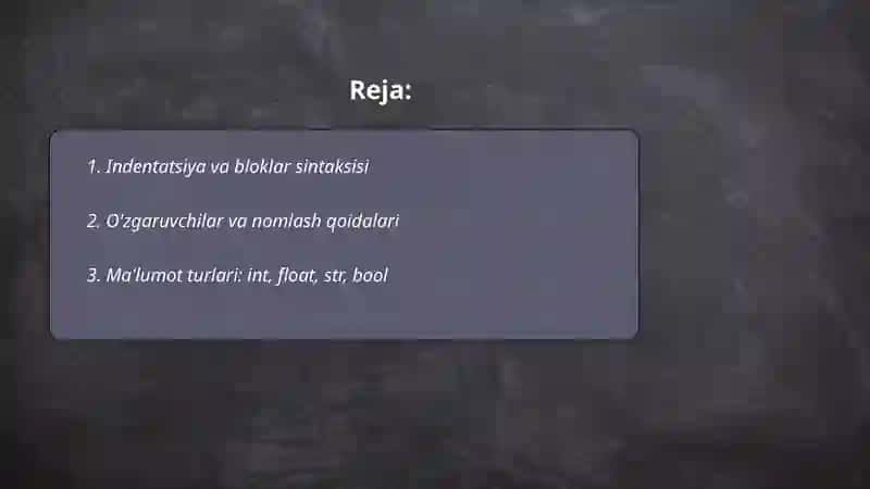 Python dasturlash tili vasintaksisi 2