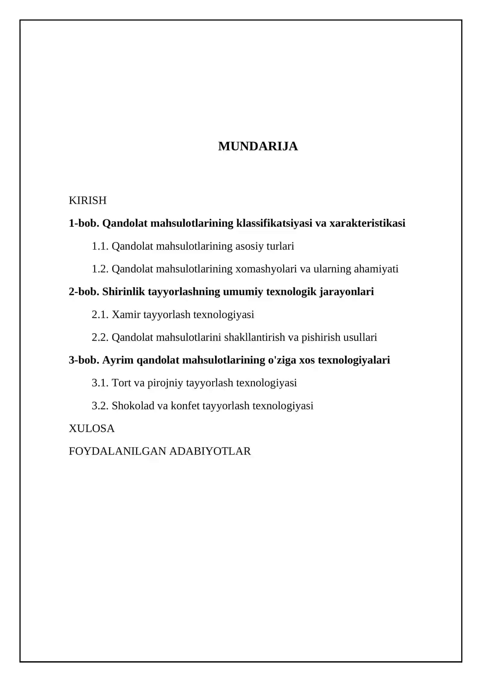 Qandolat mahsulotlari va ularning turlari, shirinlik tayyorlash texnologiyasi 2