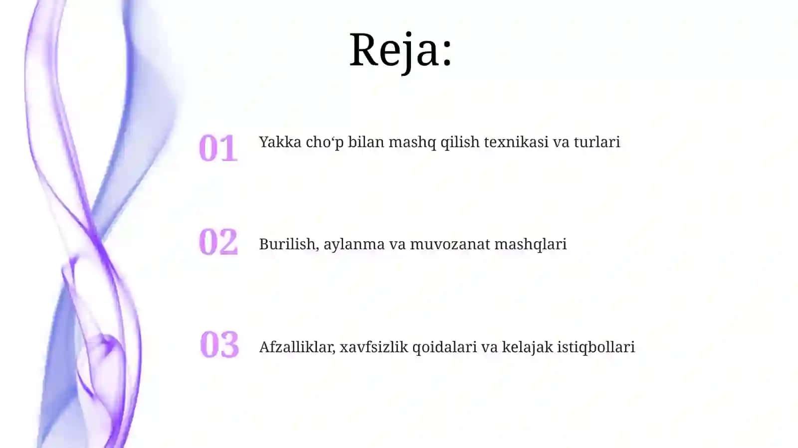 Yakka cho'p bilan mashq qilish texnikasi va turlari 2