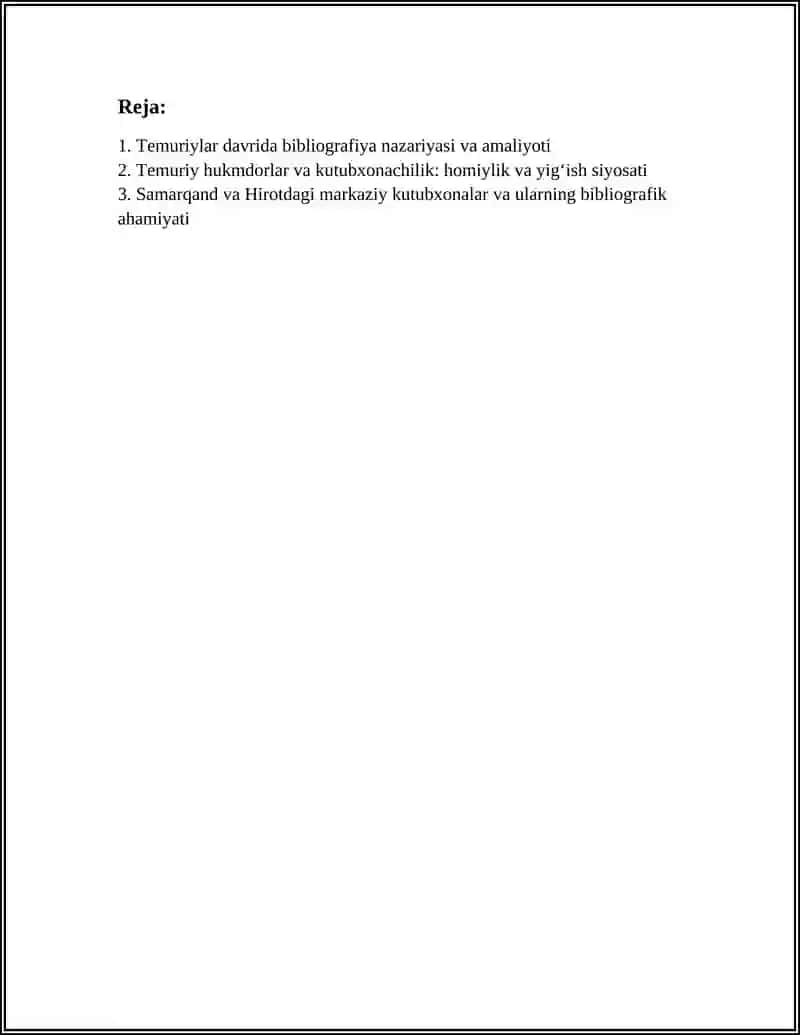 TEMURIYLAR DAVRIDA BIBLIOGRAFIYA 2