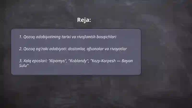 Qozoq adabiyoti haqida ma'lumot olish va oʻrganish 2