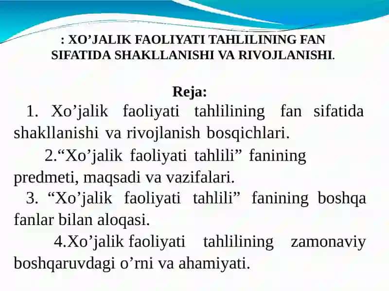 Xo’jalik faoliyati tahlili 2