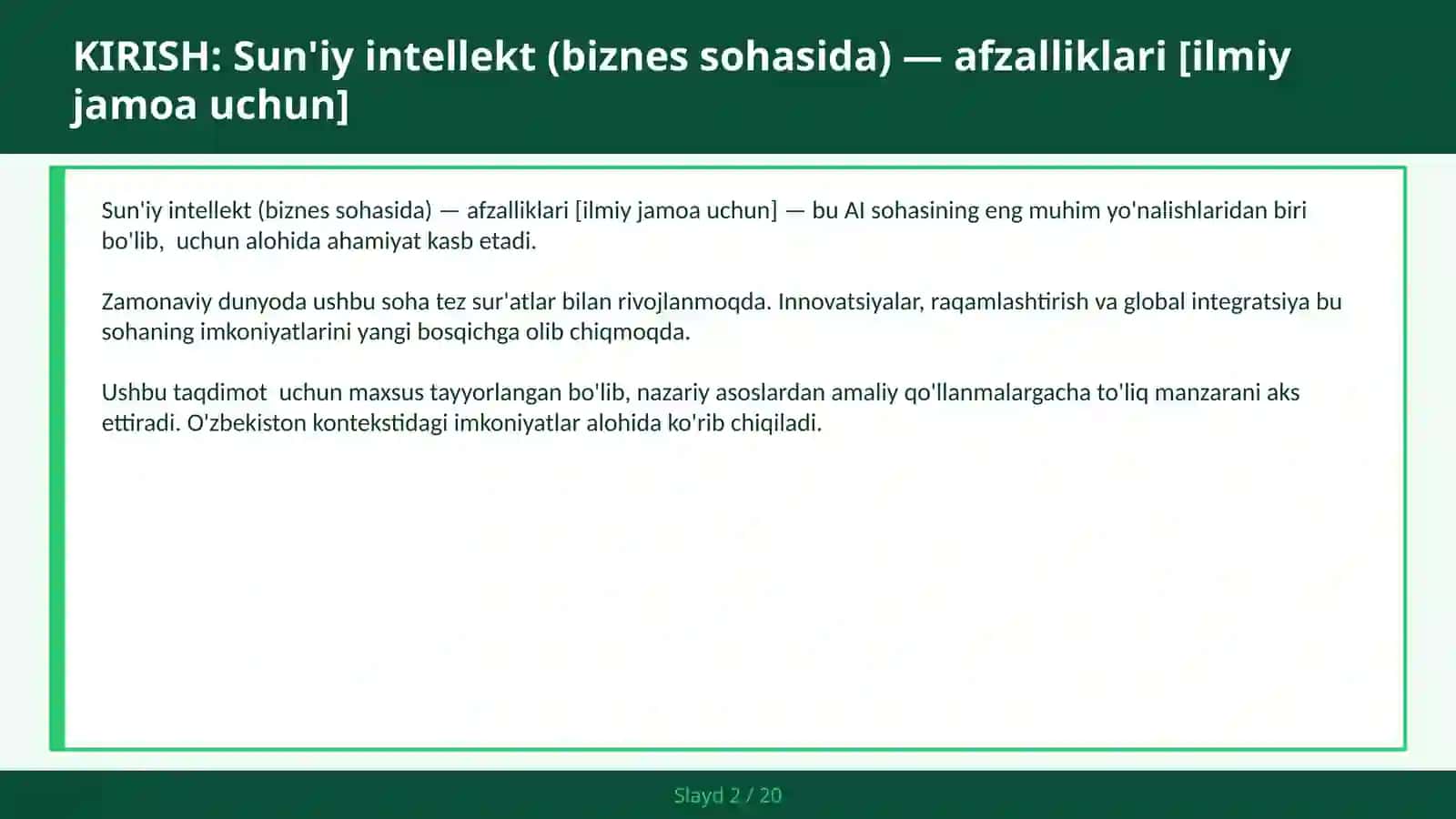 Sun'iy intellekt (biznes sohasida) — afzalliklari [ilmiy jamoa uchun] 2
