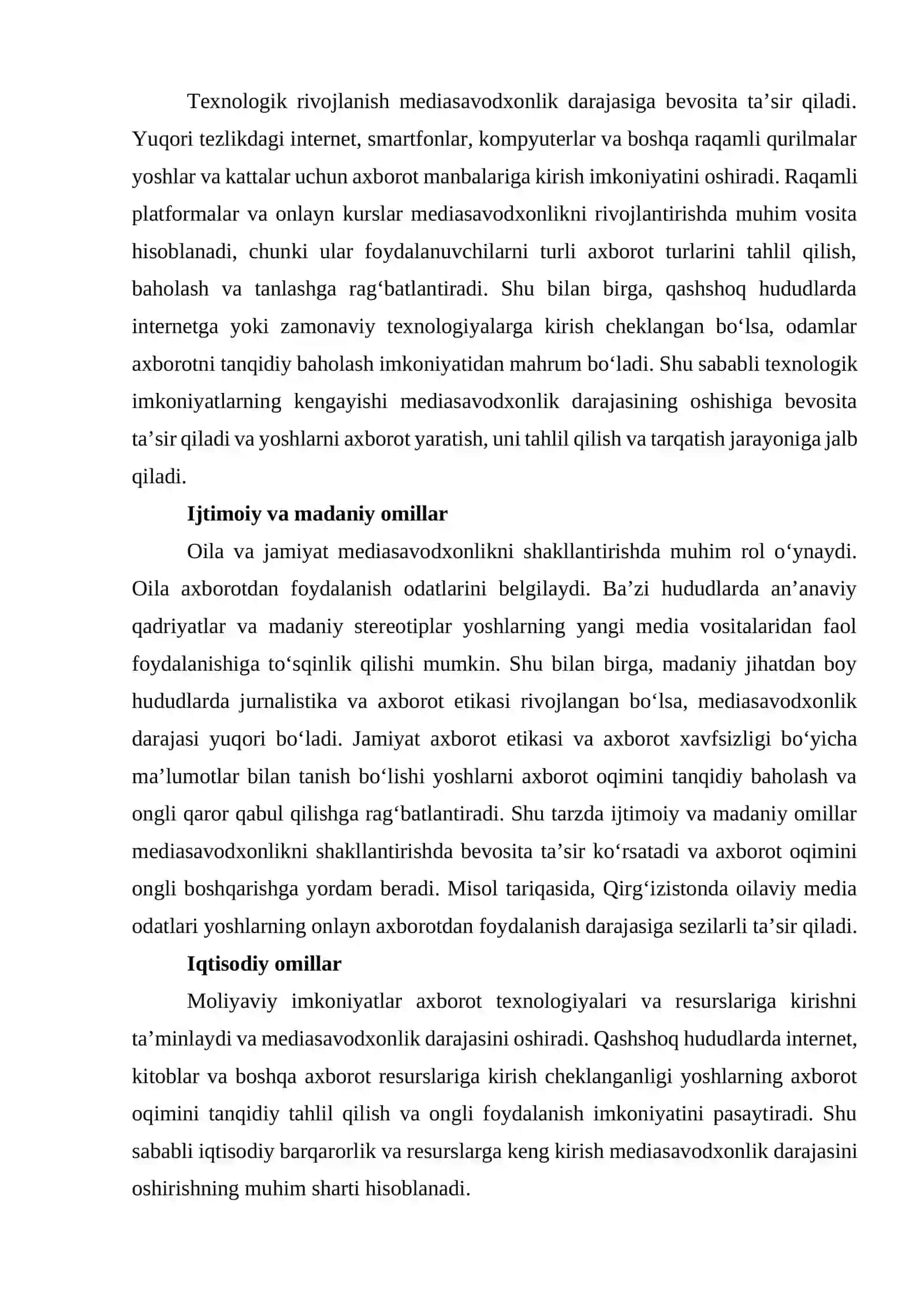Markaziy Osiyoda mediasavodxonlik darajasiga ta’sir etuvchi omillar 2