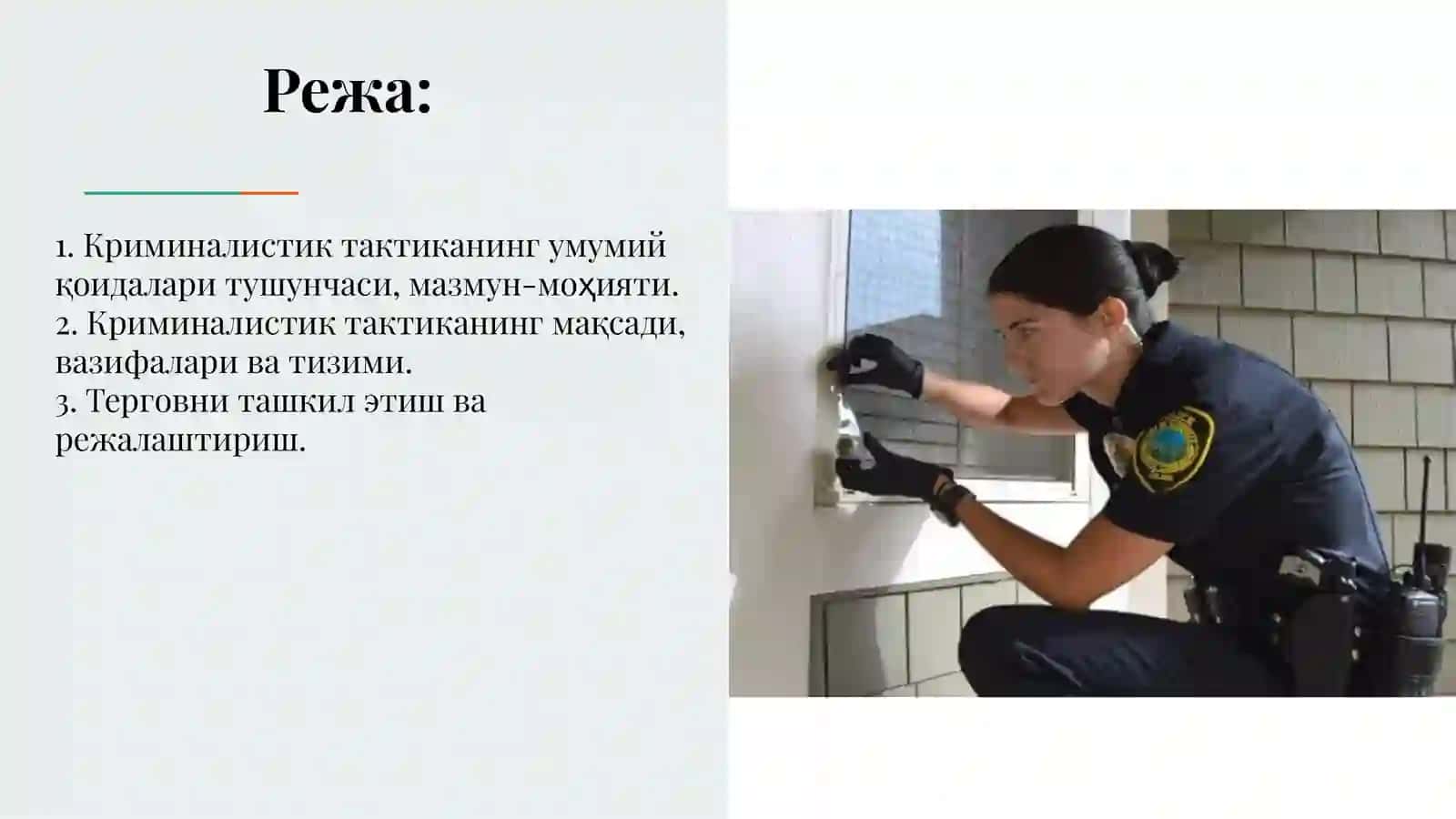 Криминалистик тактиканинг умумий қоидалари. Терговни режалаштириш ва ташкил этиш. 2