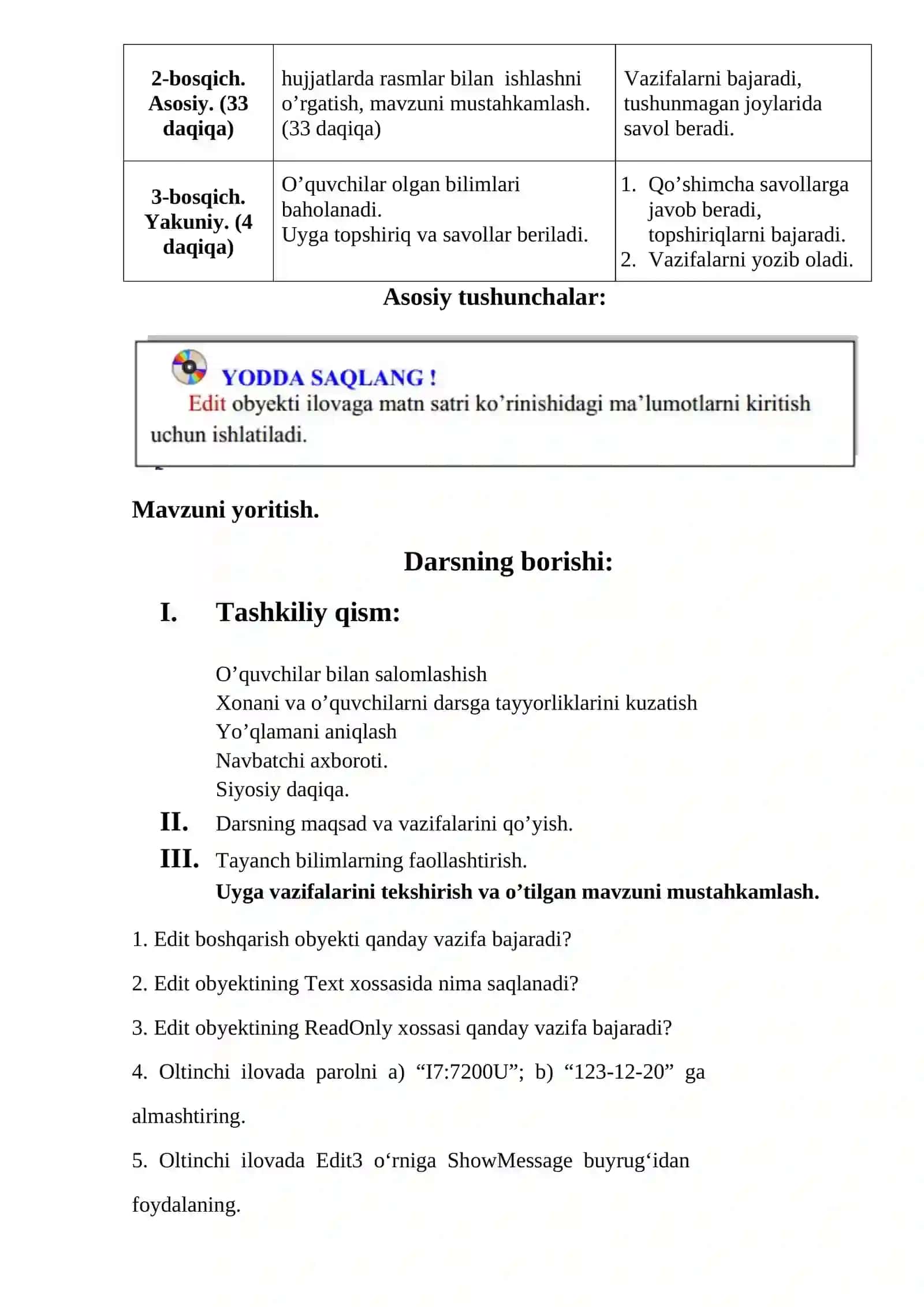 MA’LUMOT TURINI O‘ZGARTIRISH 2