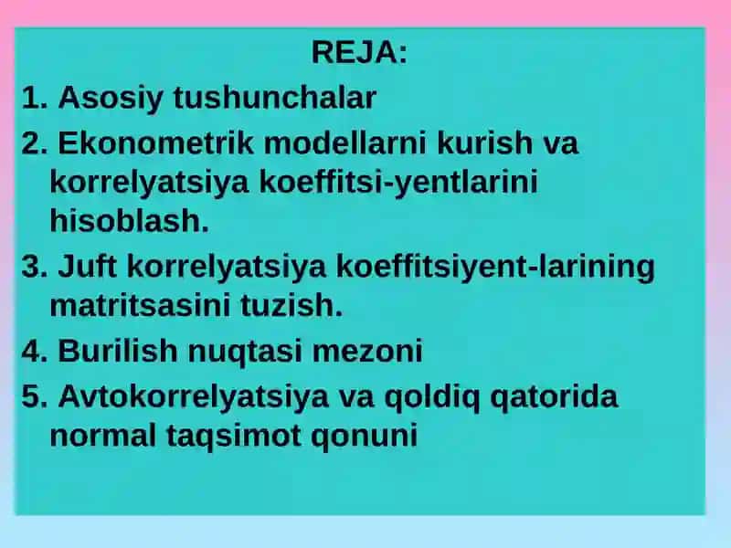 AMALIYOTDA JUFT KORRELYATSION-REGRESSION 2