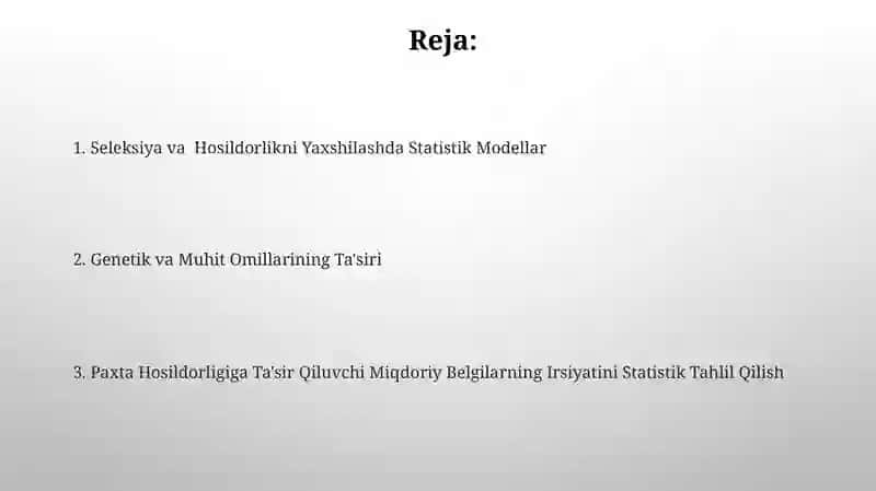 Paxta Hosildorligiga Ta'sir Qiluvchi Miqdoriy Belgilarning Irsiyatini Statistik Tahlil Qilish 2