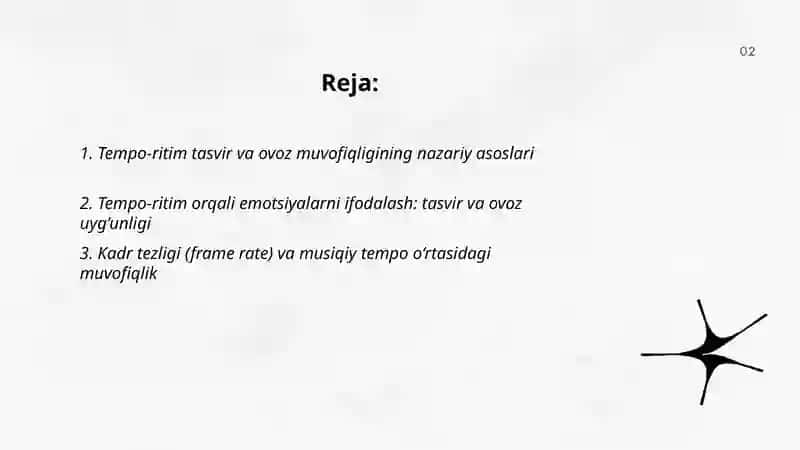 TEMPO-RITIM TASVIR VA OVOZ MUVOFIQLIGI DIYORBEK SHOYMURODOV 2
