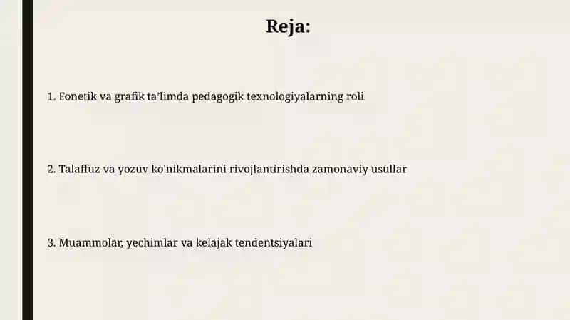 Fonetika va Grafika Pedagogik Texnologiyalar 2