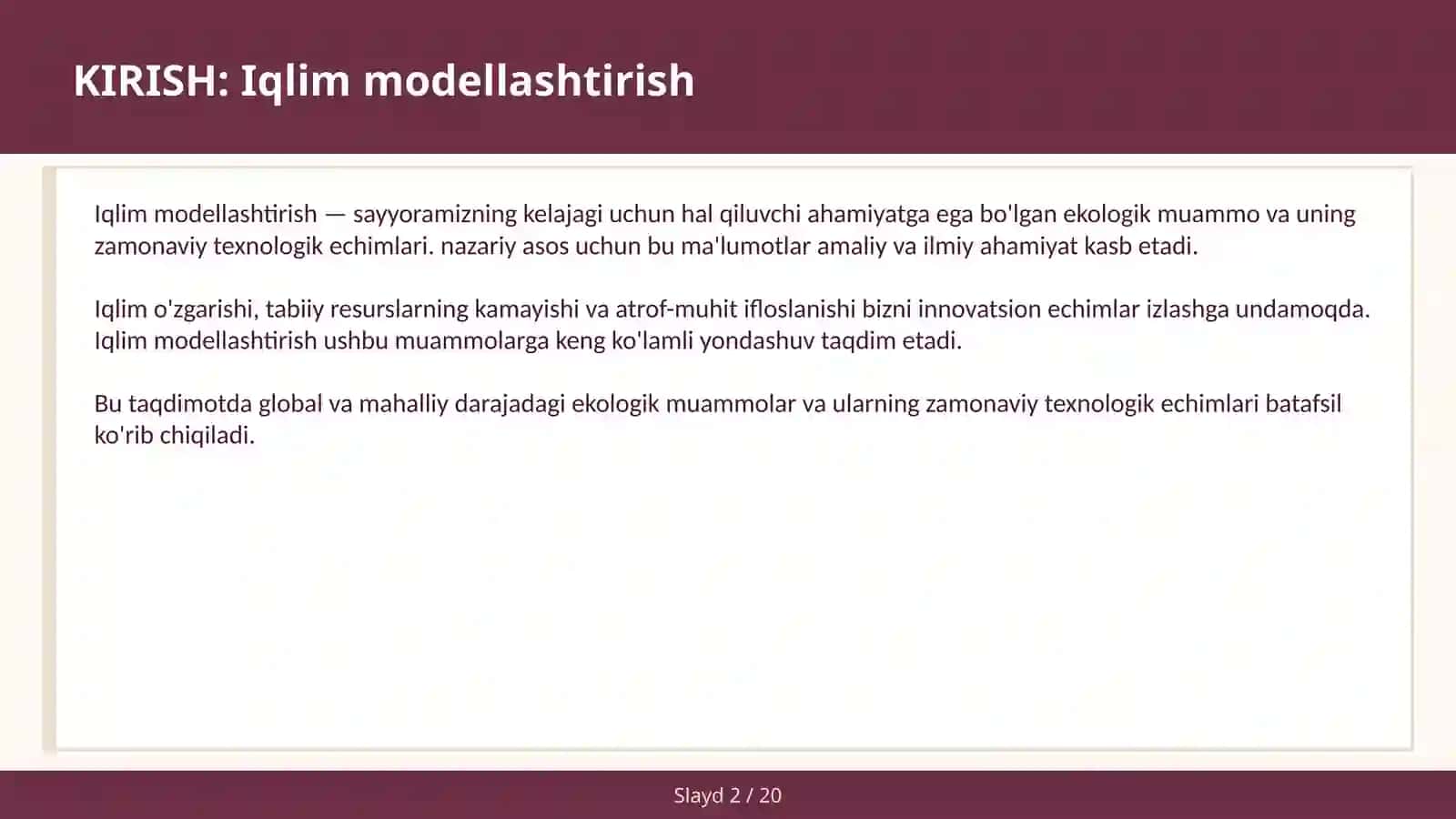 Iqlim modellashtirish 2
