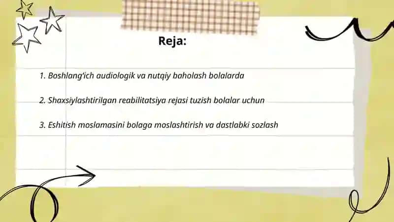 Eshitish moslamalari oʻrnatilgan bolalarda eshituv-nutqiy reabilitatsiyasibosqichlari tavsifi 2