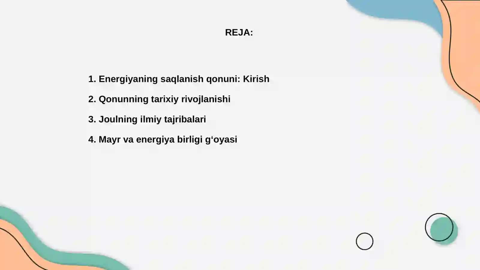 Energiyaning saqlanish qonuni 2