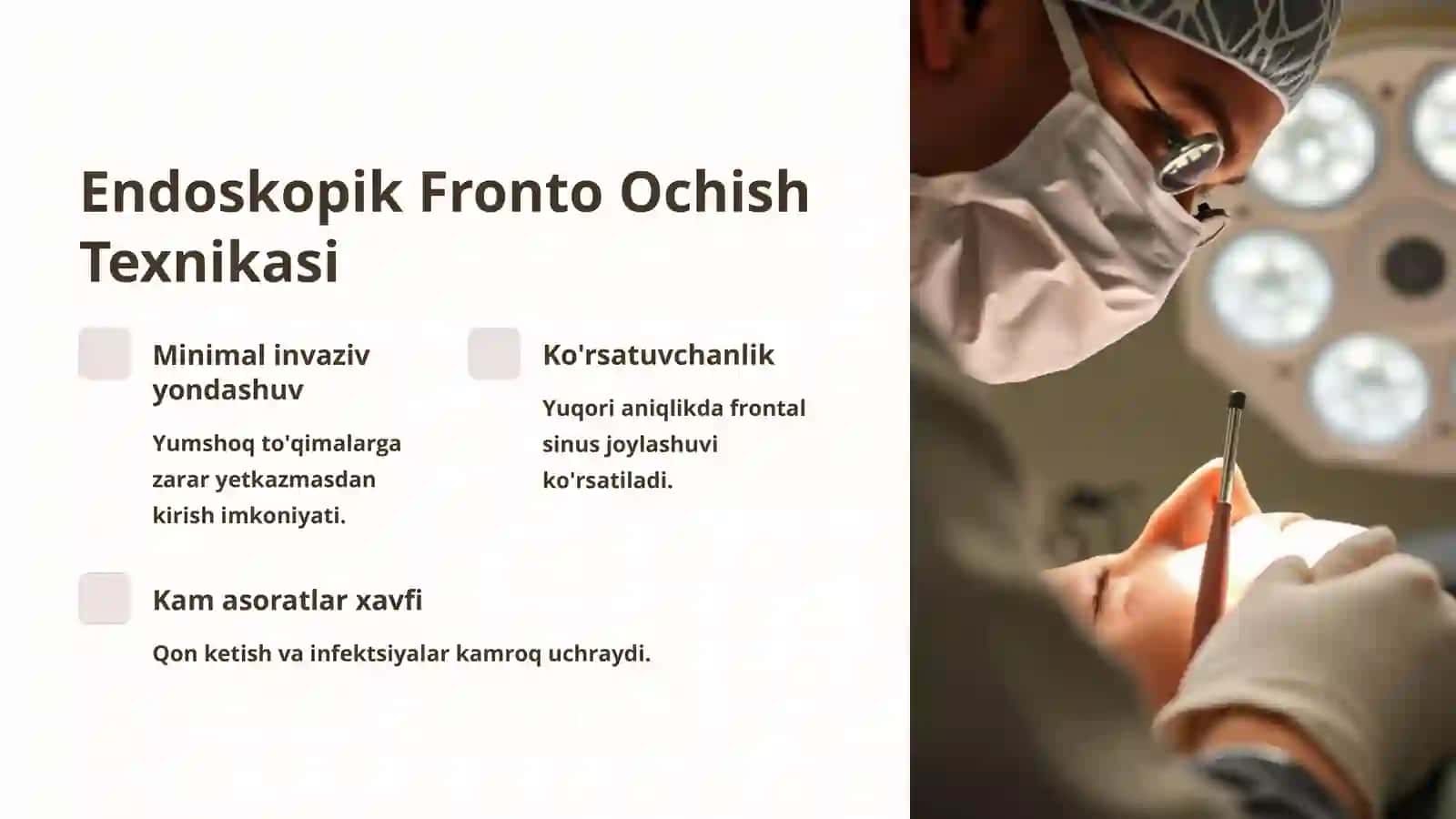 Peshona va Yuqori Jag Boshliqlarini Ochish Texnikasi: Endoskopik Fronto va Gaymorotomiya Usullari 2