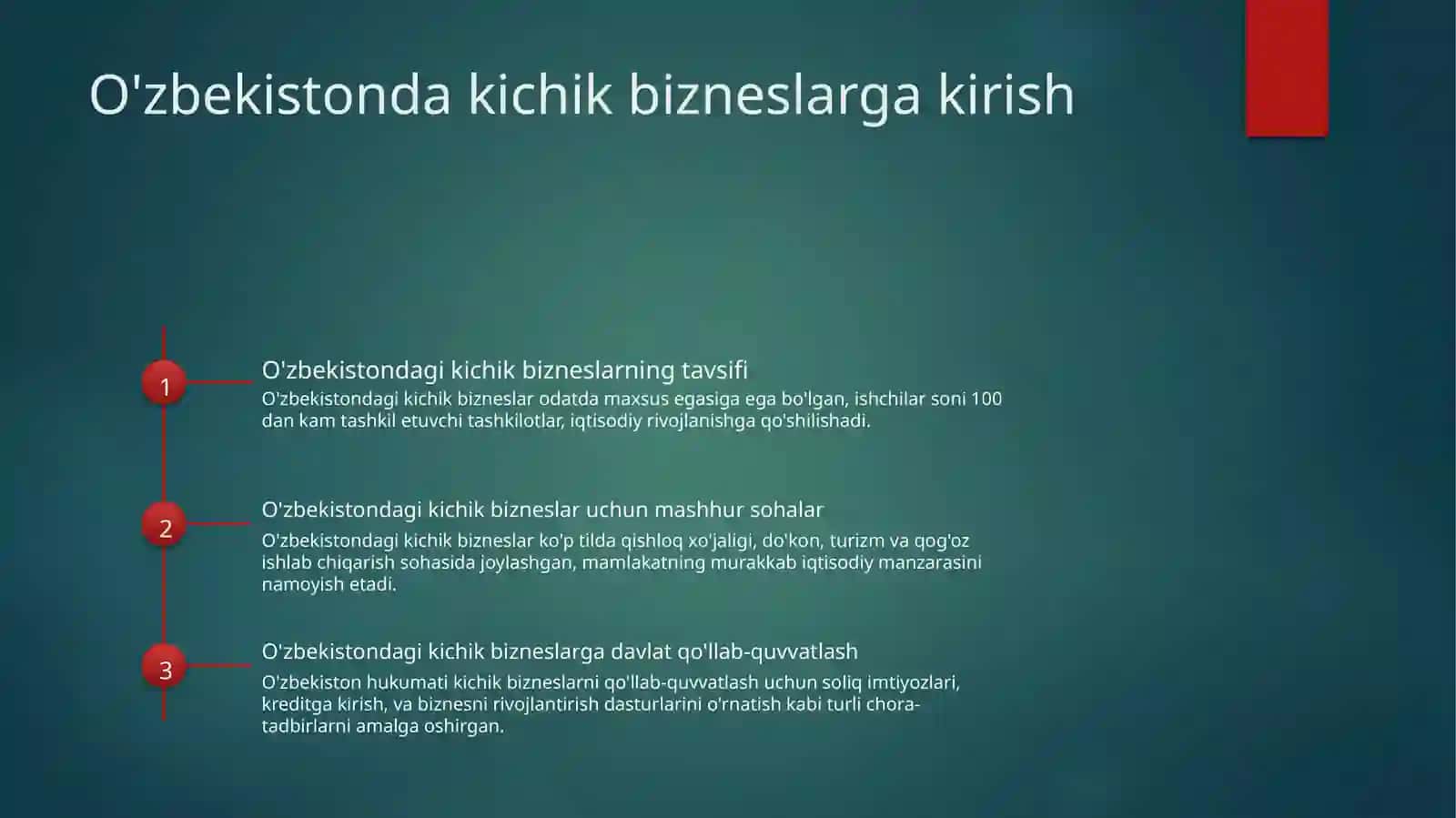 O'zbekistondaki chik biznesning ijtimoiy iqtisodiy rivojanishi 2