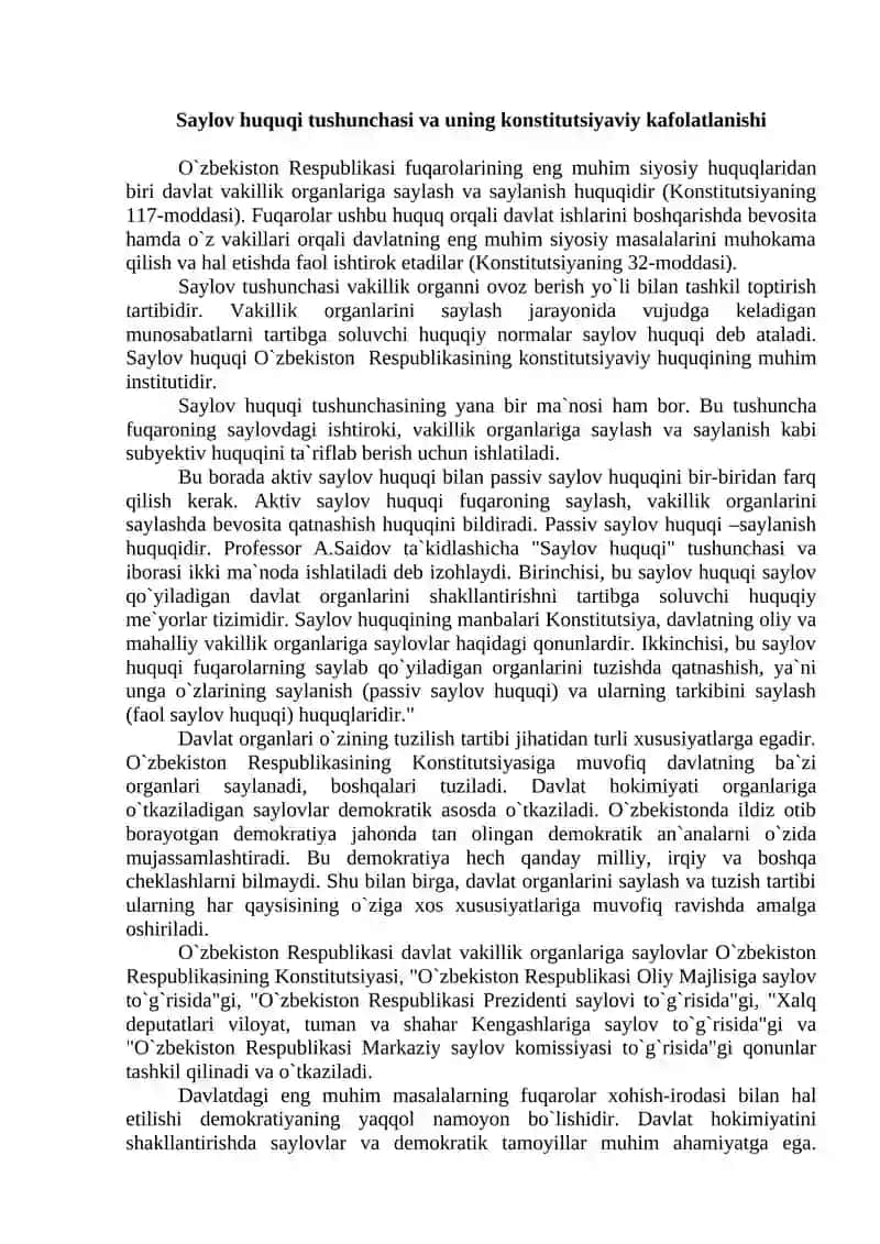Saylov huquqi demokratiyasi 2