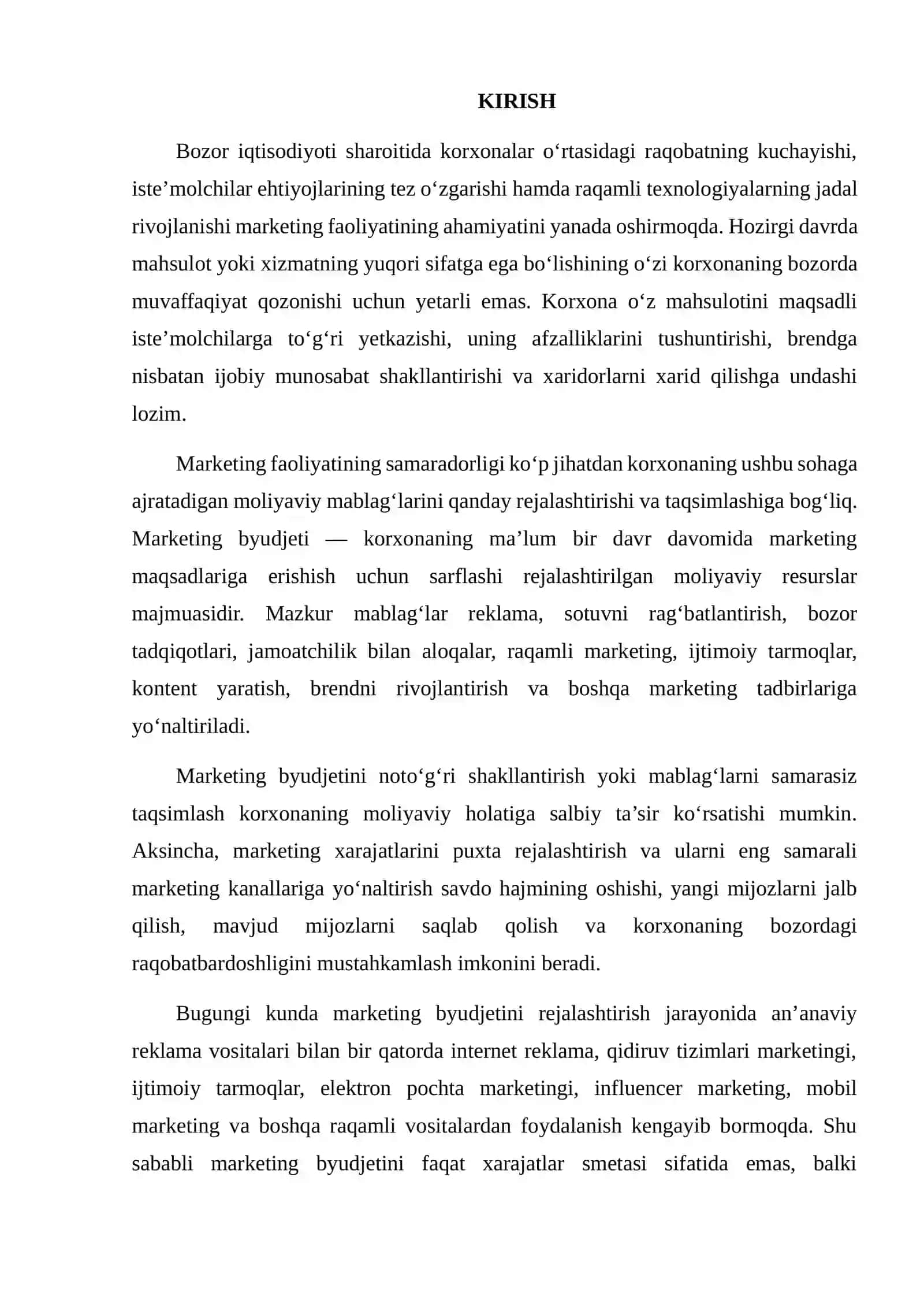 MARKETING BYUDJETINI REJALASHTIRISH VA TAQSIMLASH 2