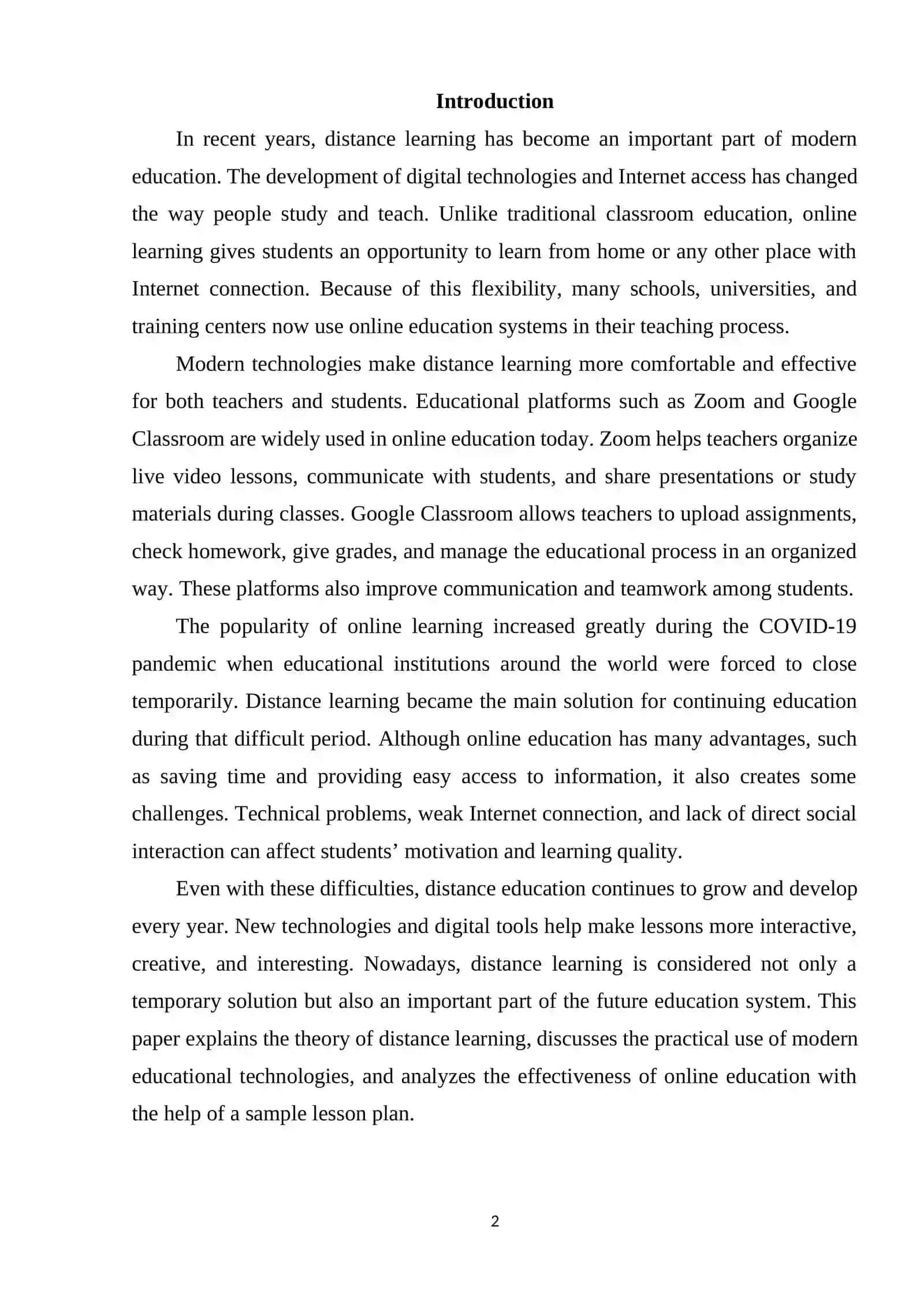 Distance learning and modern technologies. 2