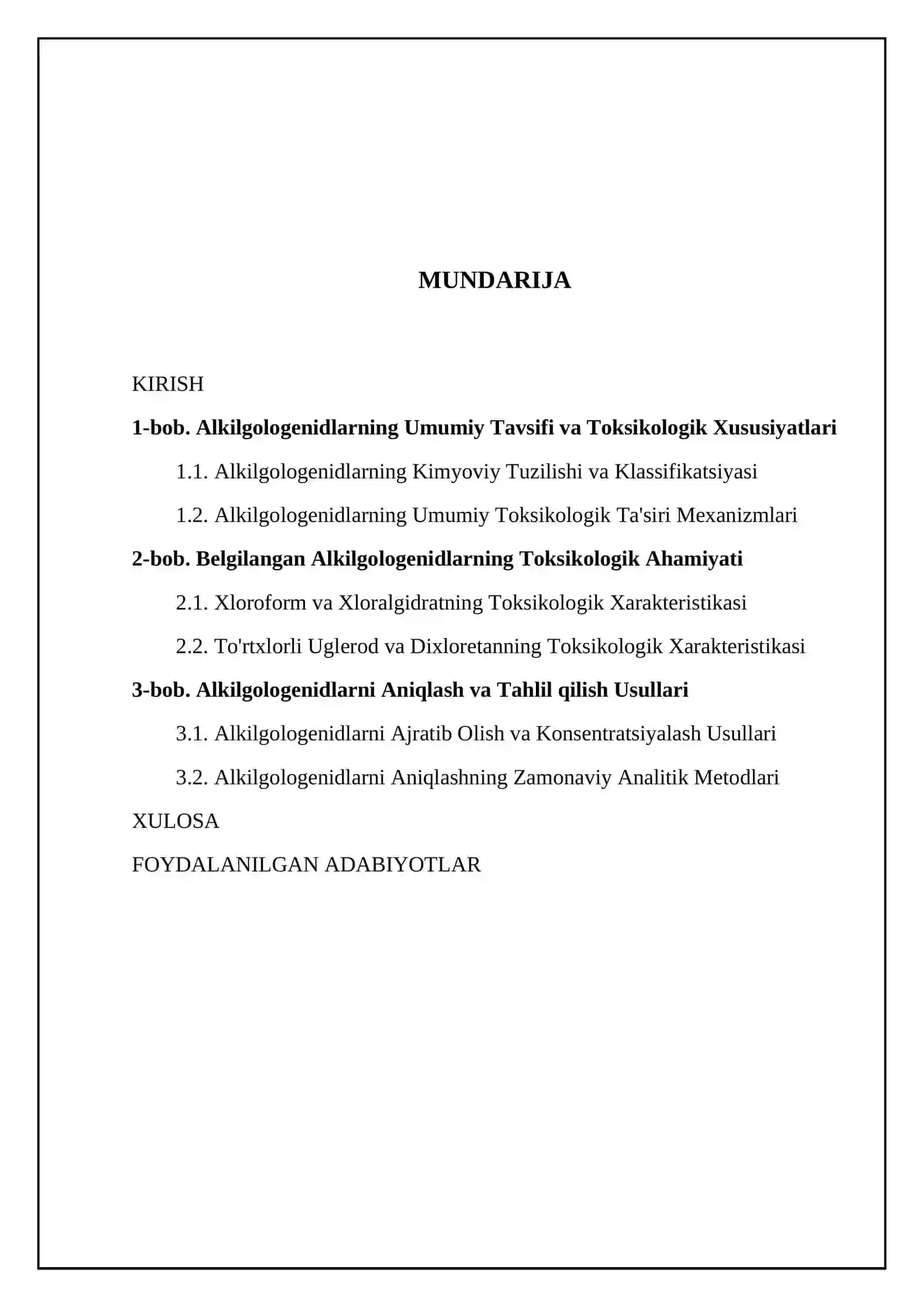 Alkilgologenidlar Toksikologik Tahlil 2