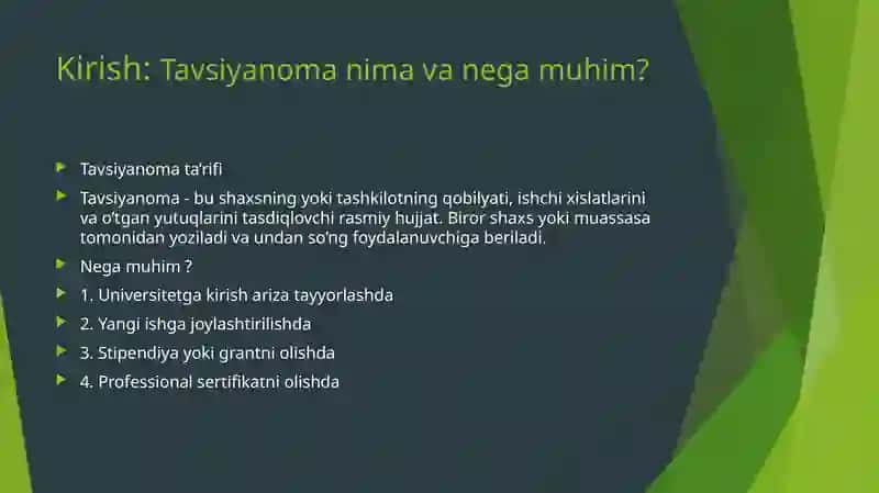 TAVSIYANOMANING YOZILISH TARTIBI 2