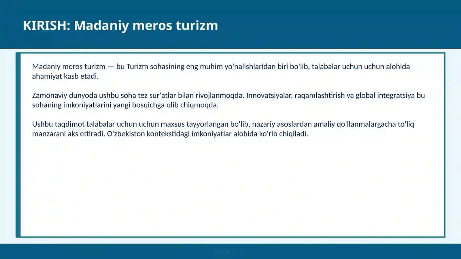 Madaniy meros turizm 2