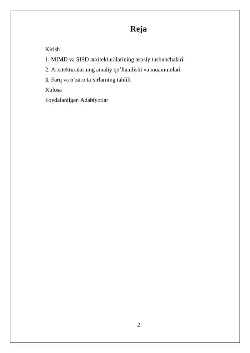 MIMD va SISD arxitekturalari 2