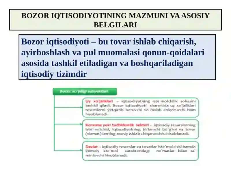 BOZOR IQTISODIYOTINING MAZMUNI VA AMAL QILISHI 2