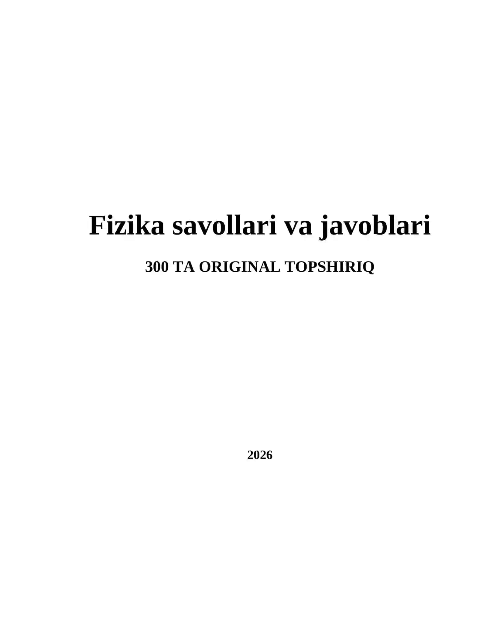 Fizika savollari va javoblari 2