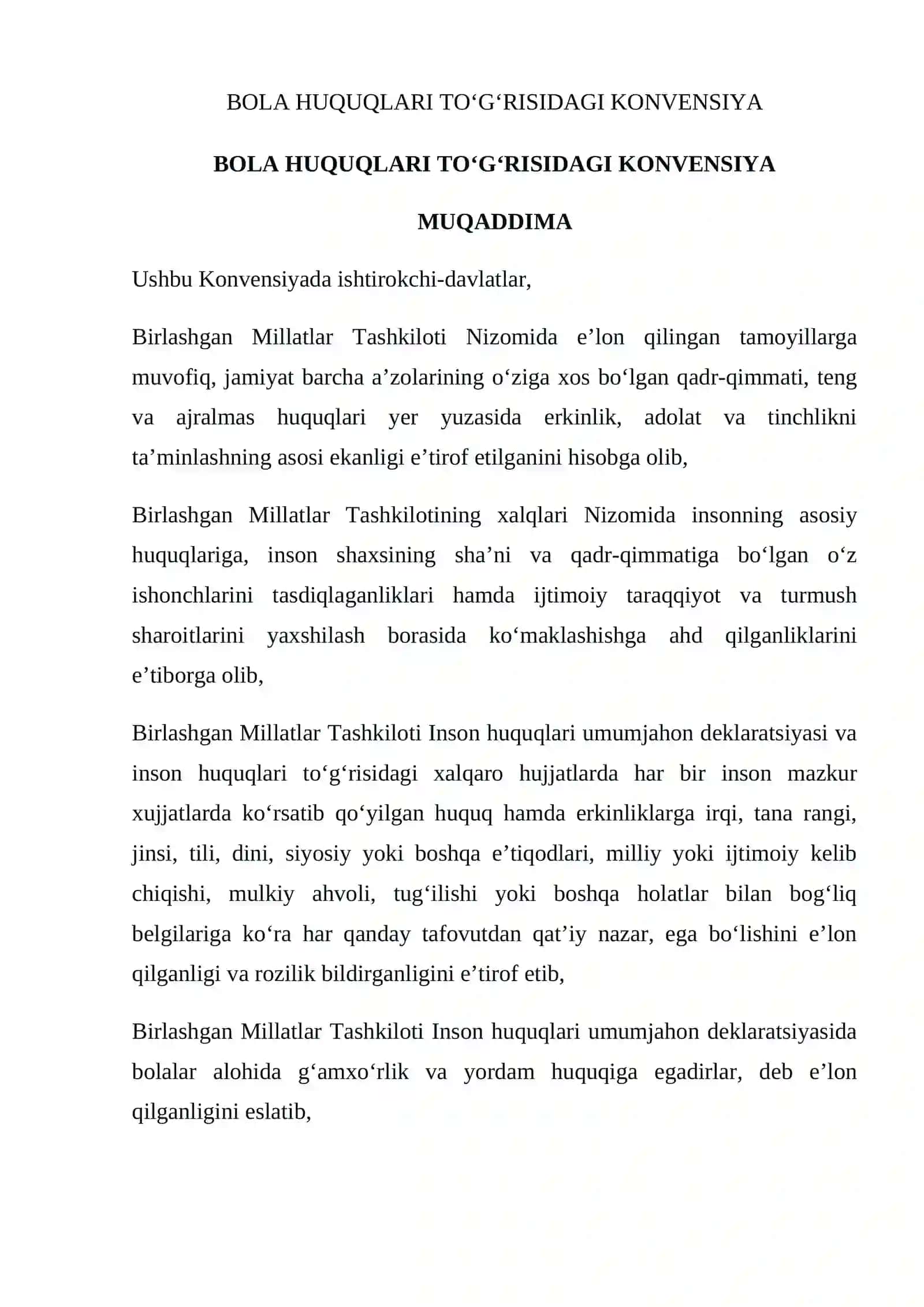 BOLA HUQUQLARI TO‘G‘RISIDAGI KONVENSIYA 2