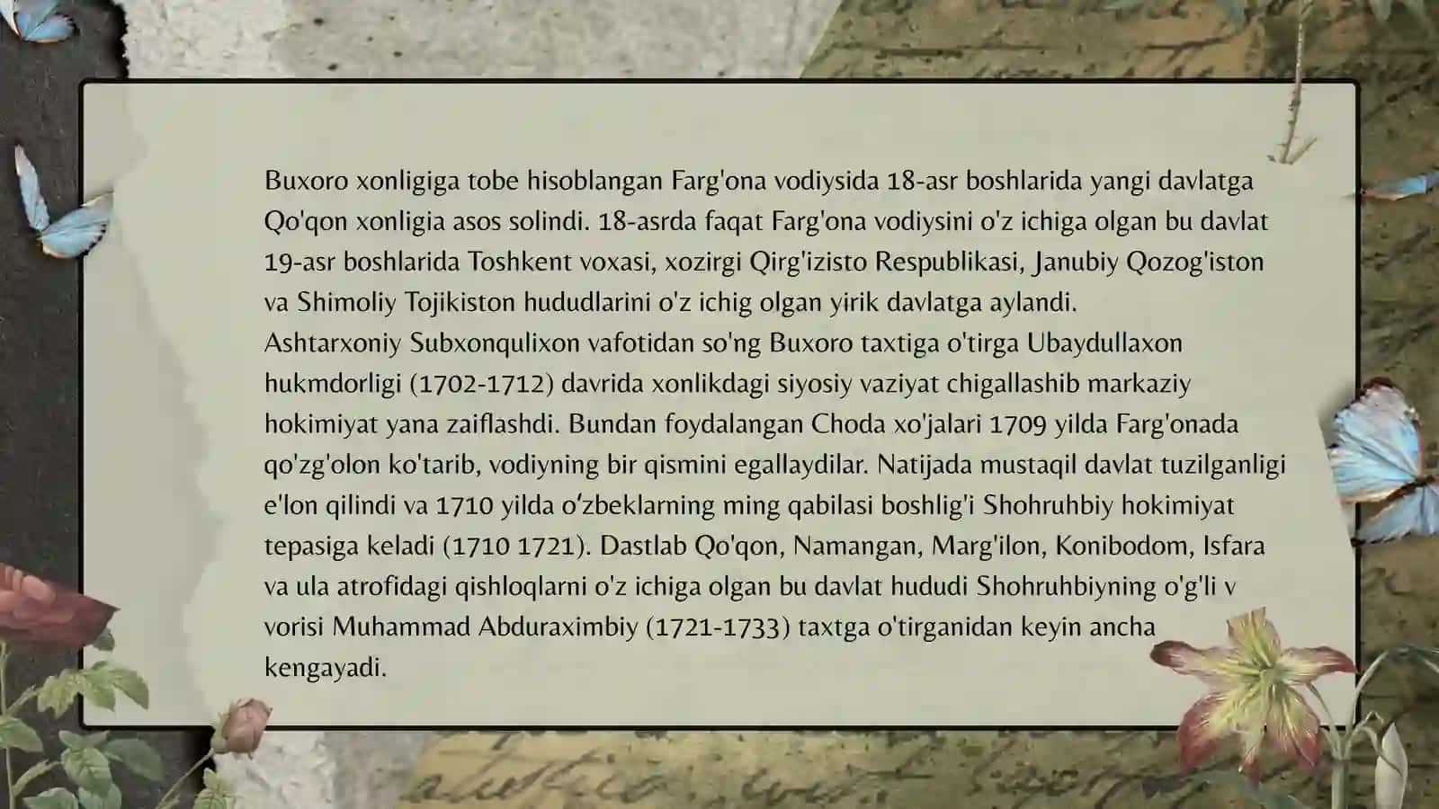 Qoʻqon xonligining tashkil topishi va siyosiy tarixi 2