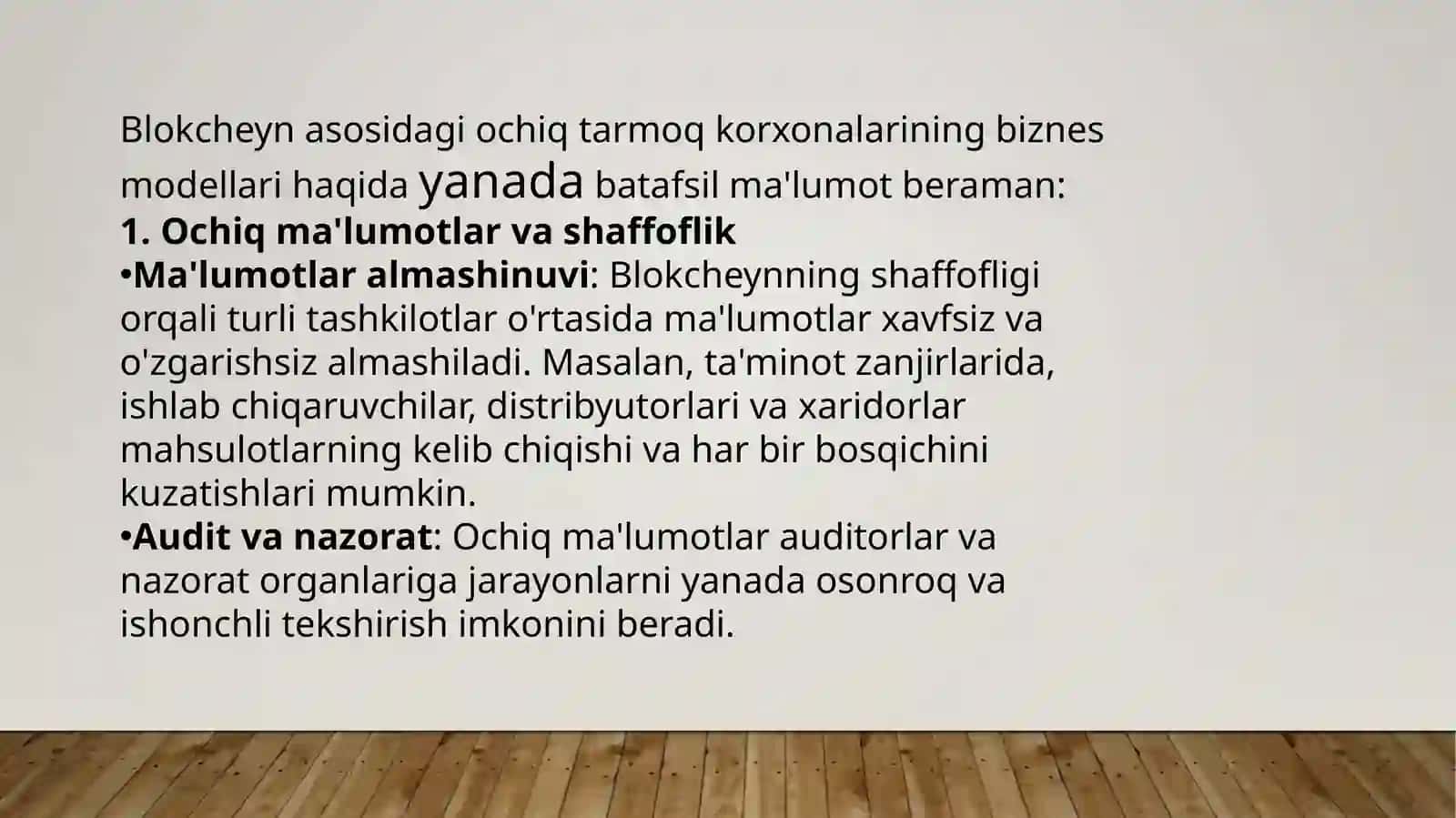 Blokcheyn asosidagi ochiq tarmoq korxonalarining biznes modellari 2
