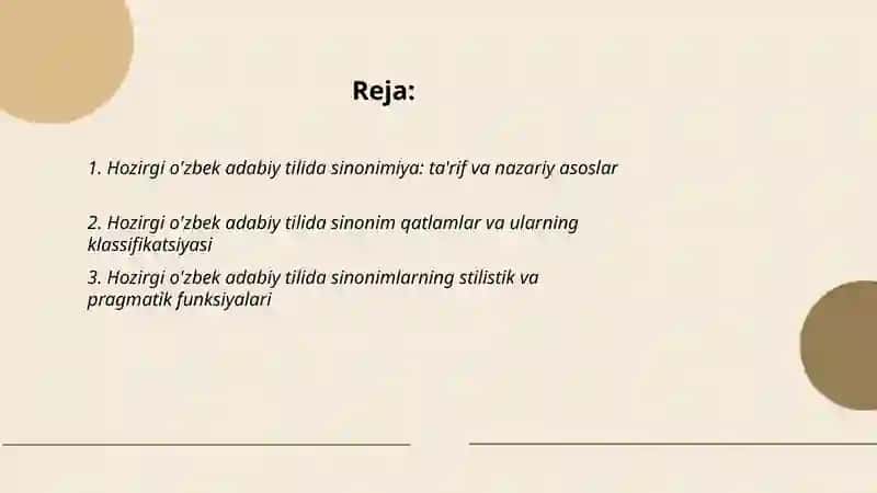 Hozirgi o'zbek adabiy tilida sinonimiya antonimiya omonimiya graduonimiya va giponimiya 2